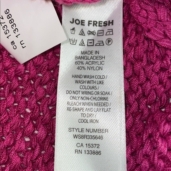 Joe Fresh Crew Neck Barbie‎ Pink Knit Sweater.  Size XL. Never worn/NWOT. - Picture 6 of 9